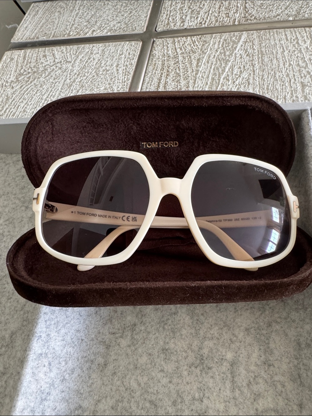 Tom Ford Women's White Oversized Geometric Sunglasses - Delphine
